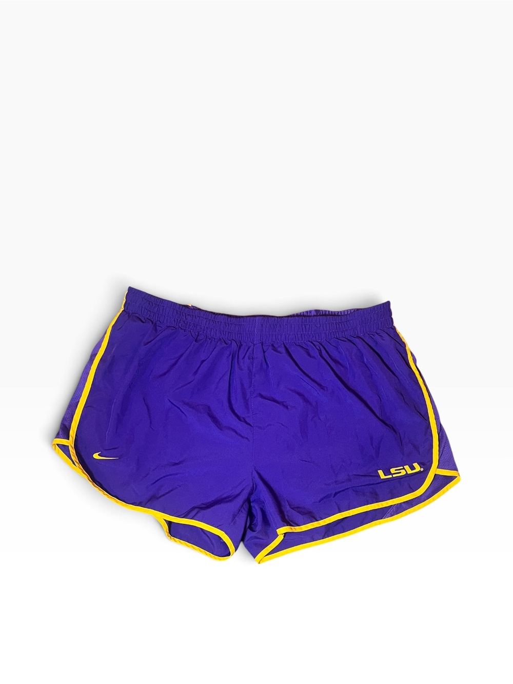 LSU Nike Purple Women's Athletic NikeFit Shorts with Yellow Trim Size Large